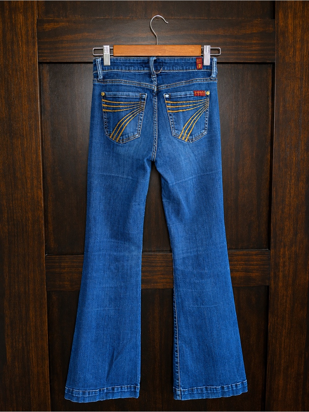 7 For All Mankind Women's Dojo Blue Flare Jeans - Picture 2 of 5
